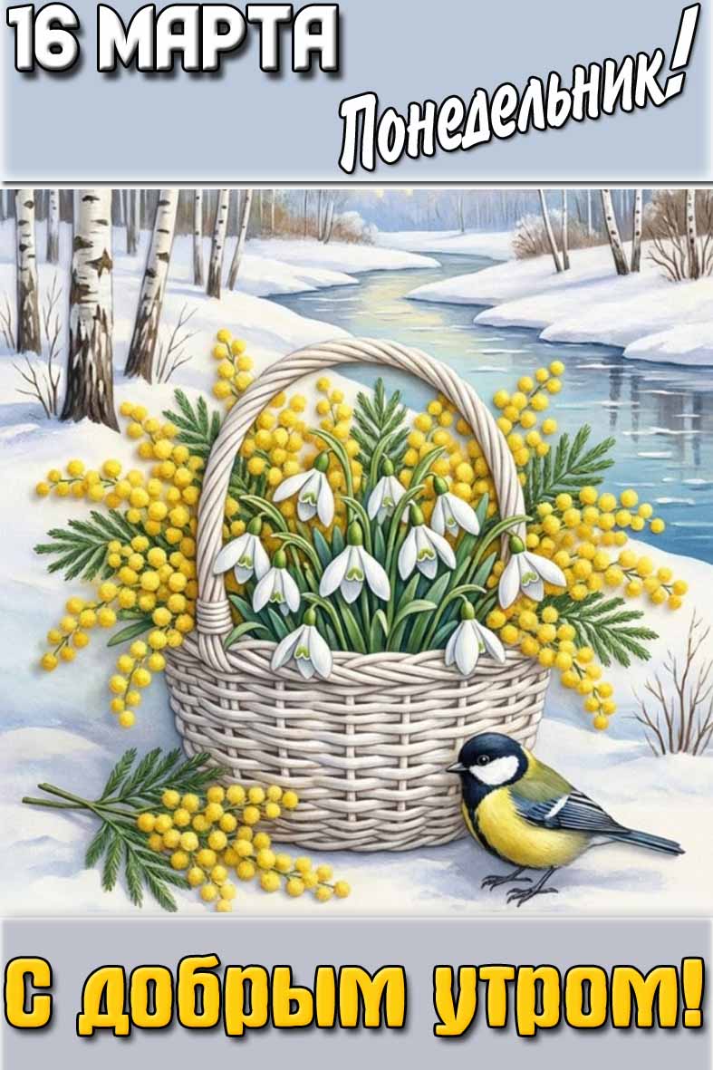 Картинка "16 марта понедельник! С добрым утром!"