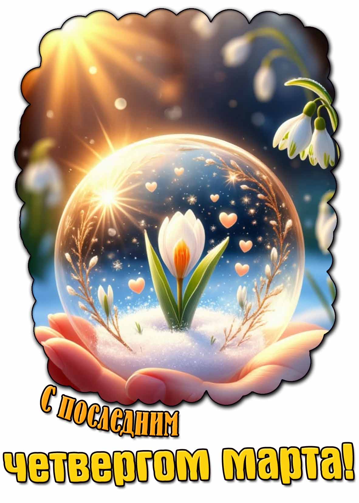 Креативная открытка с последним четвергом марта