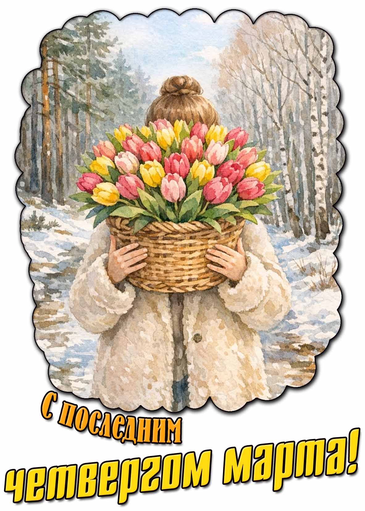 Красивая открытка с последним четвергом марта