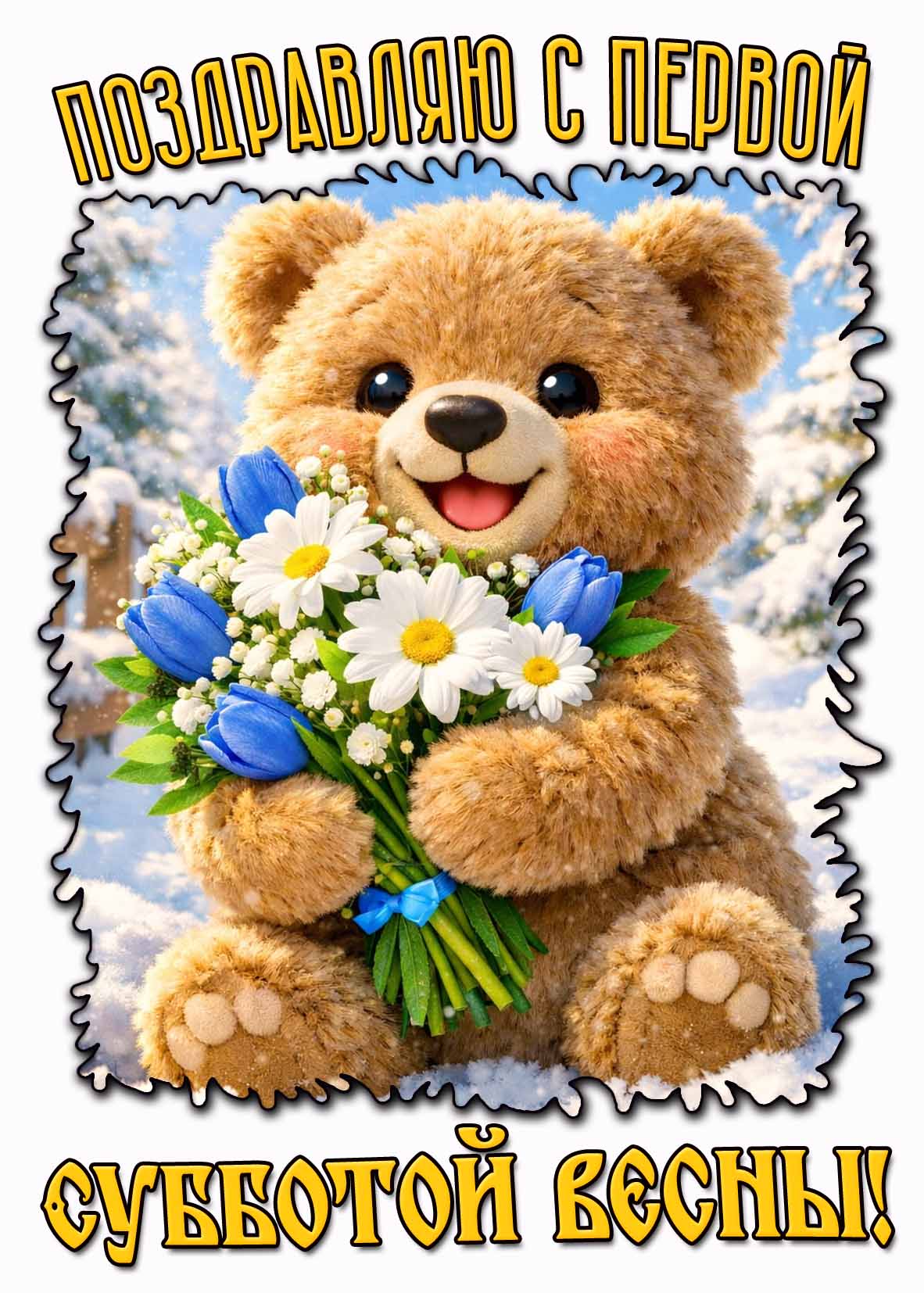 Открытка "Поздравляю с первой субботой весны!"