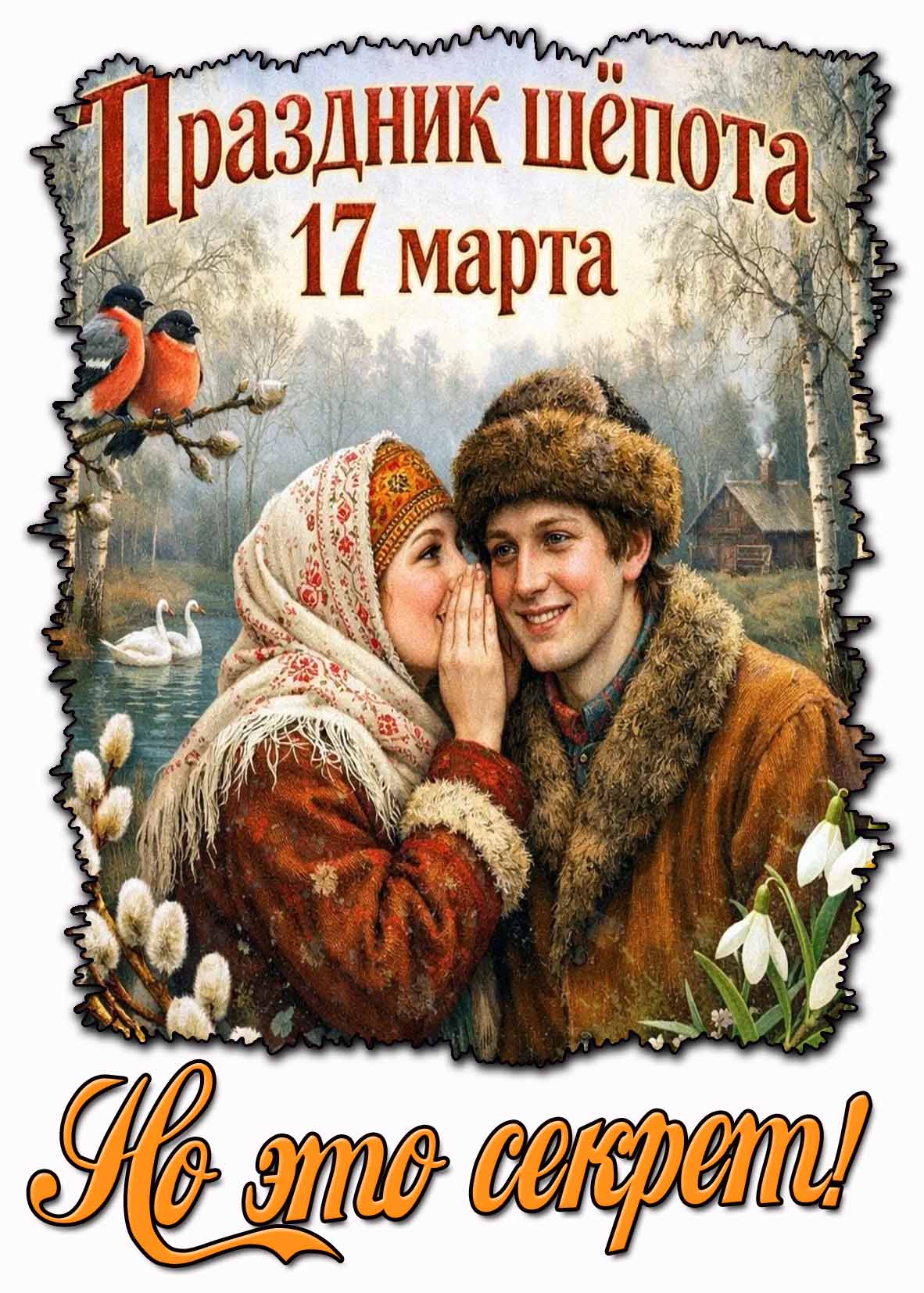 Открытка "17 марта - Праздник шёпота! Но это секрет!"