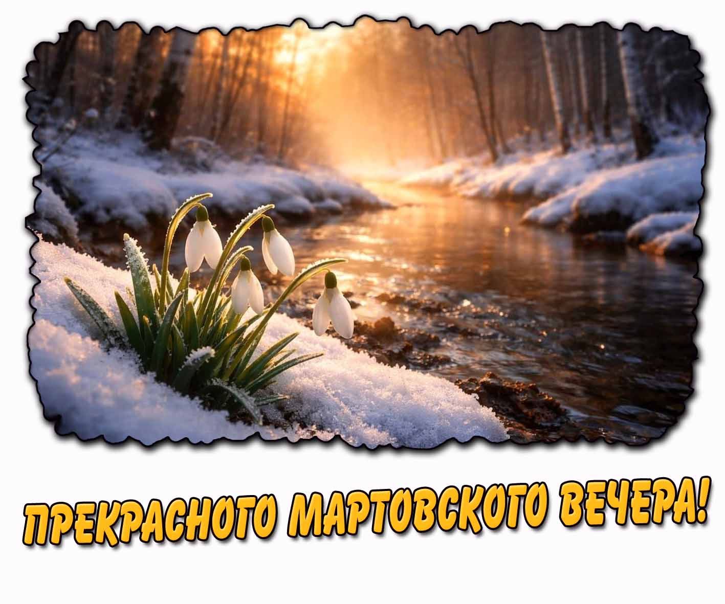 Открытка прекрасного мартовского вечера