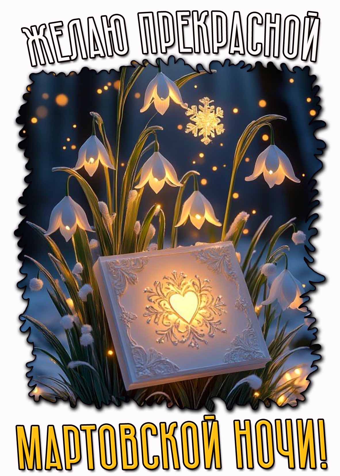 Открытка "Желаю прекрасной мартовской ночи!"