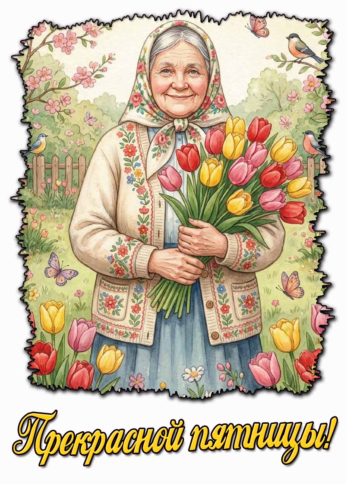Весенняя открытка "Прекрасной пятницы!"