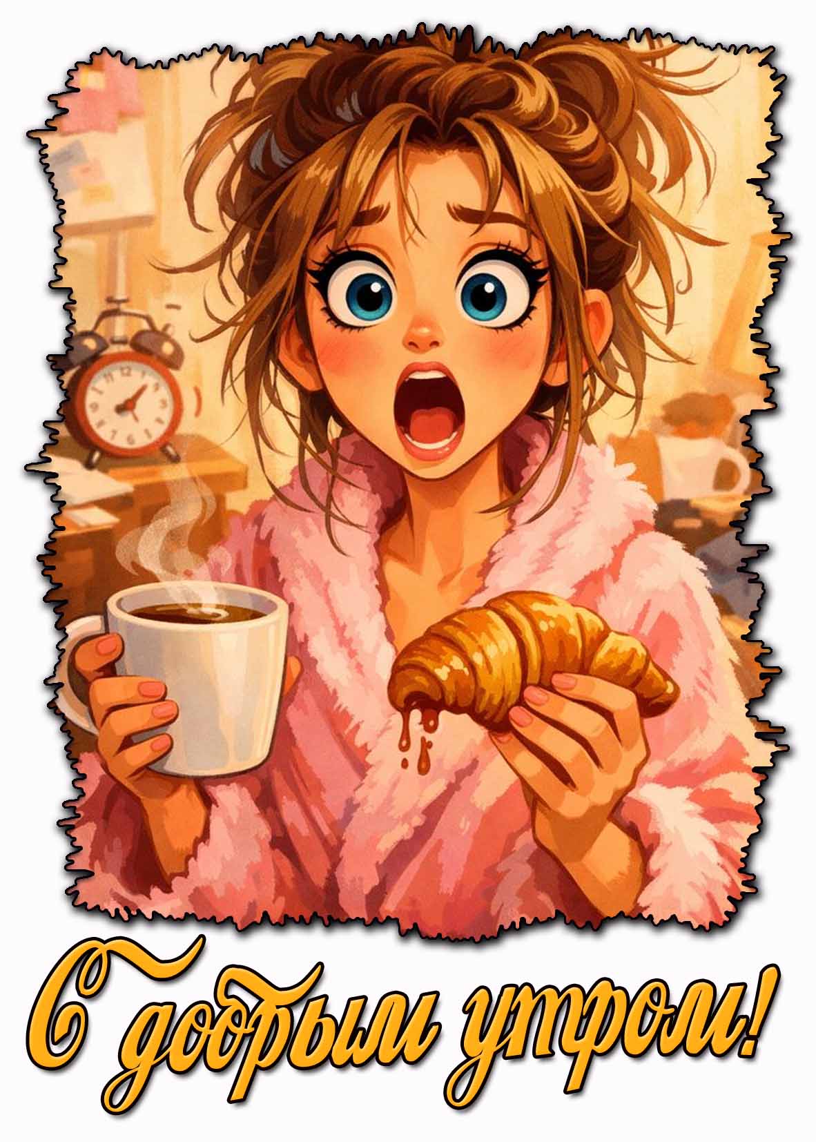 Прикольная открытка с добрым утром для девушки