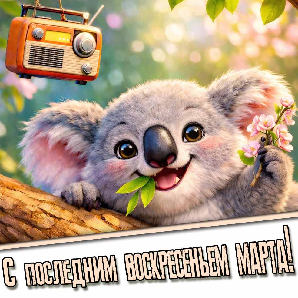 Прикольная открытка с последним воскресеньем марта