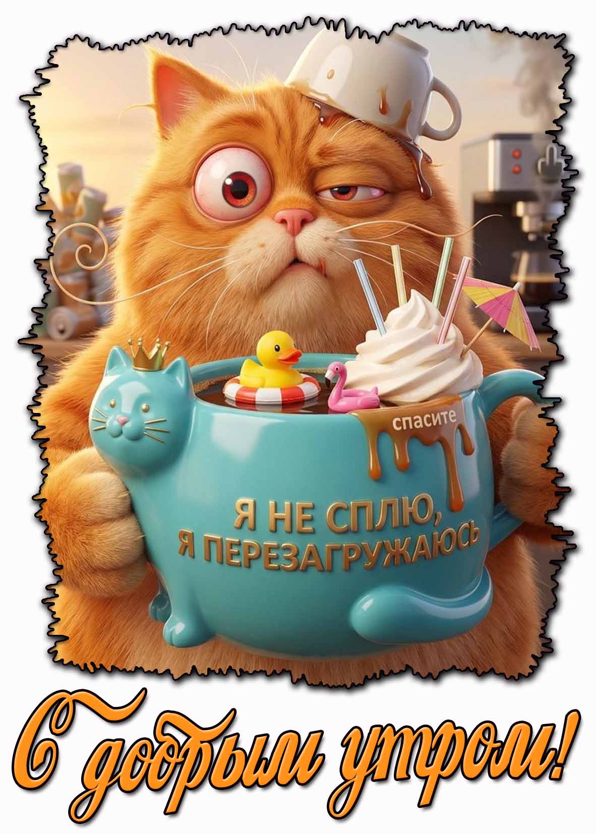 Прикольная открытка "С добрым утром! Я не сплю, я перезагружаюсь!"