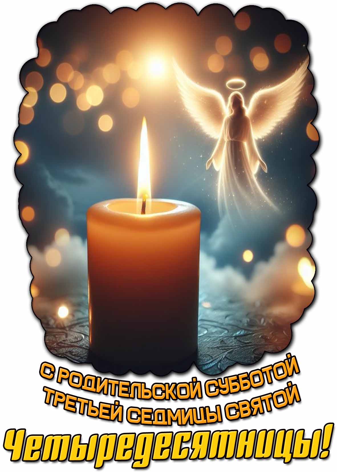 С родительской субботой третьей седмицы святой Четыредесятницы! - открытка с ангелом и свечой