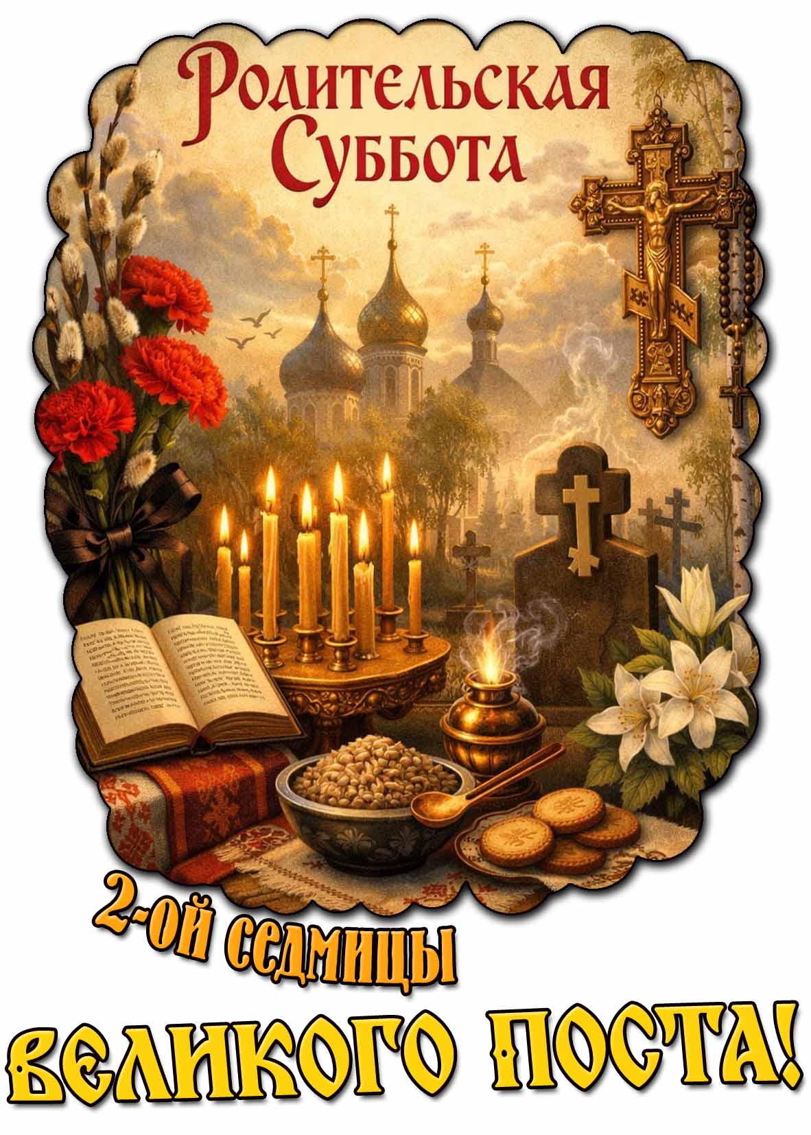 Красивая открытка "Родительская суббота 2-ой седмицы Великого поста!"