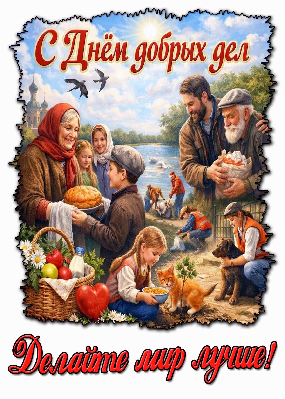 Открытка "С днём добрых дел! Делайте мир лучше!"