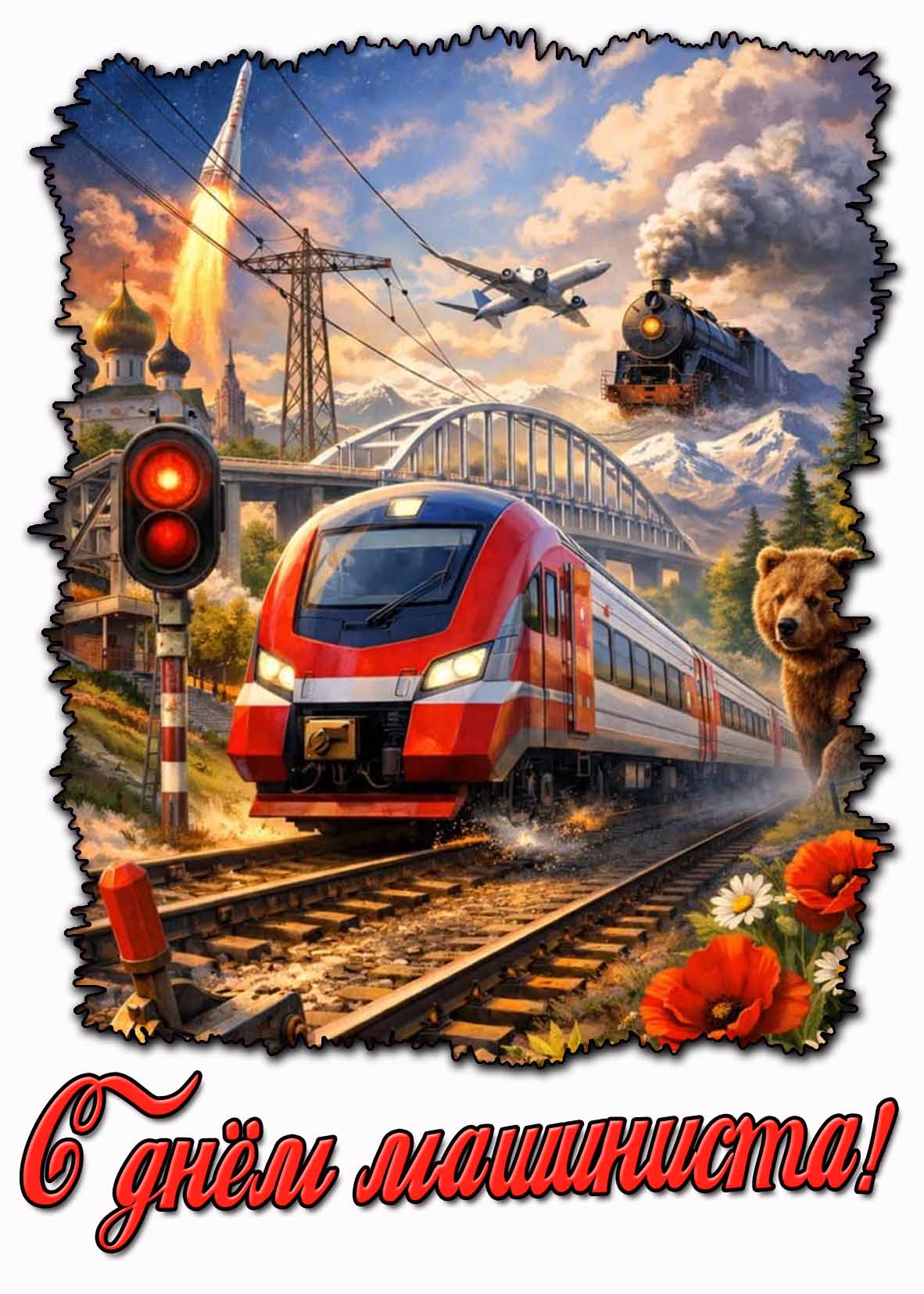 С днём машиниста! - картинка с тепловозом