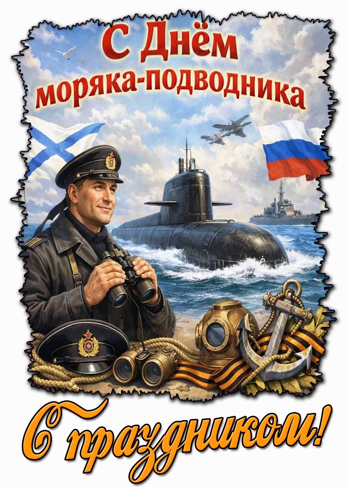 Красивая картинка "С днём моряка-подводника! С праздником!"
