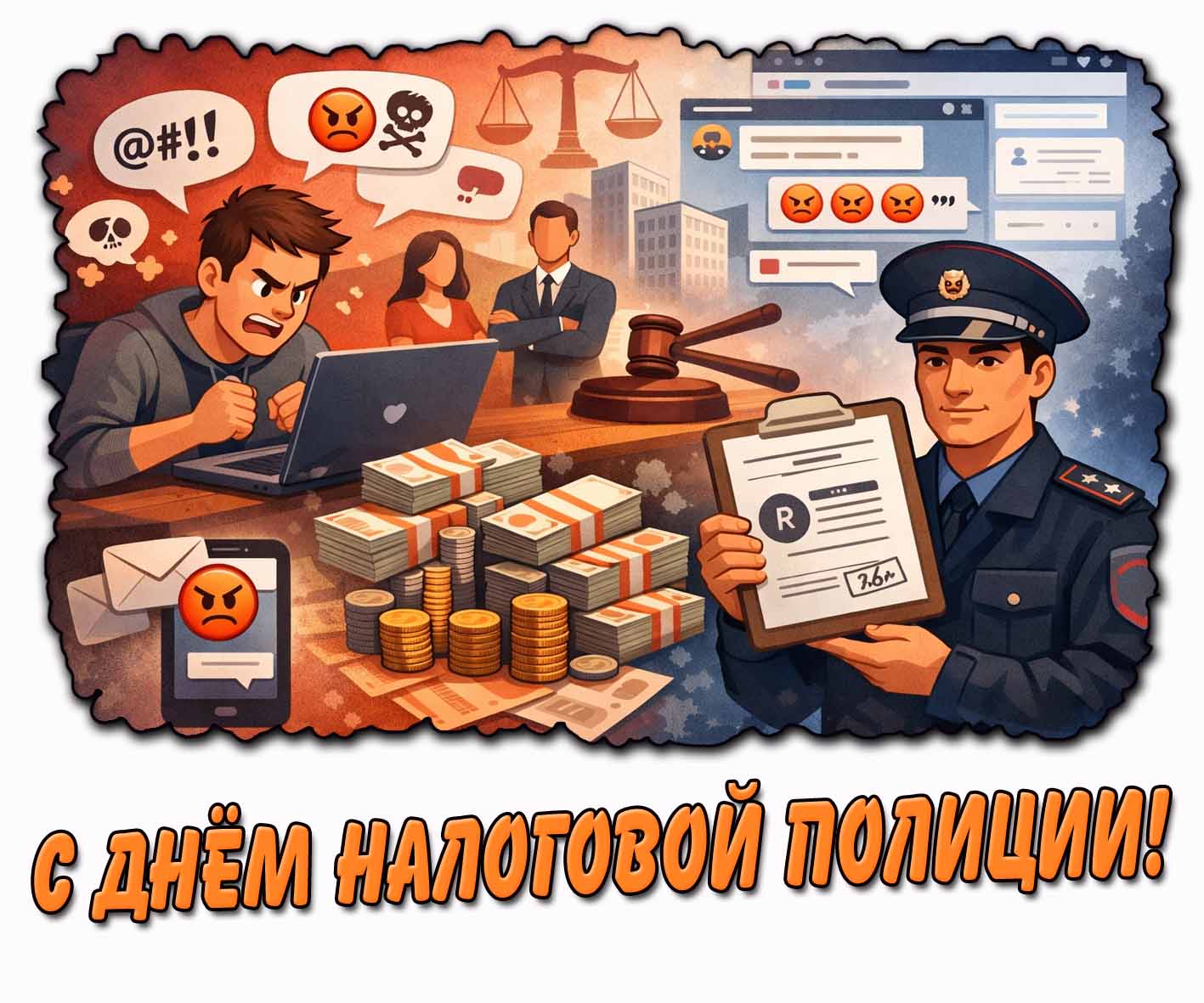 Красивая открытка с днём налоговой полиции