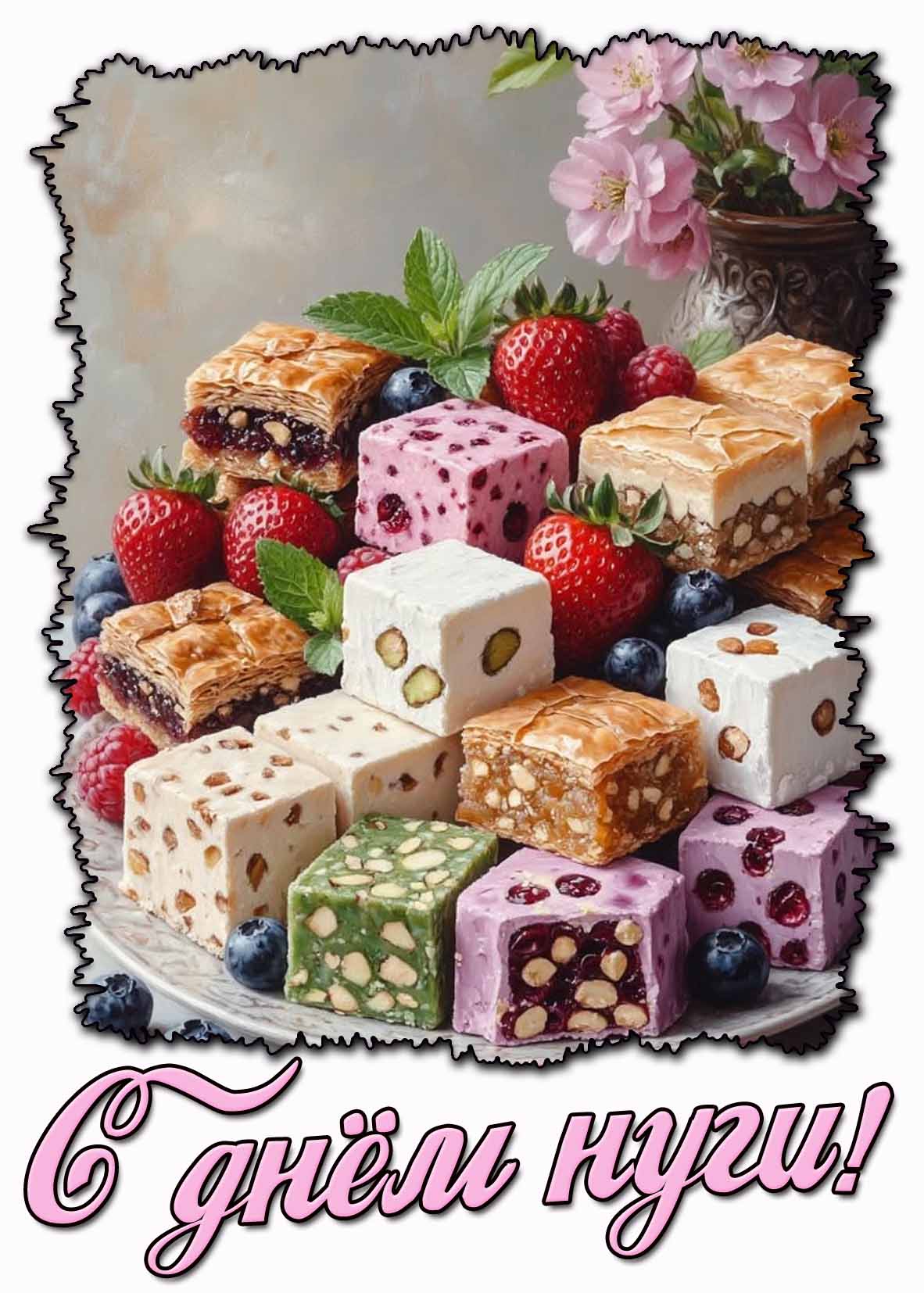 С днём нуги! - красивая открытка