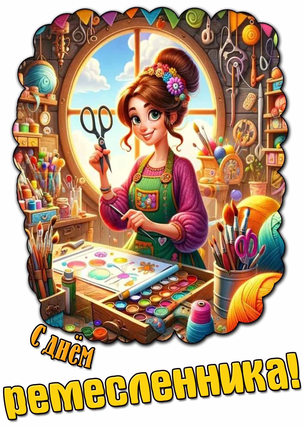 С днём ремесленника! - открытка для девушки