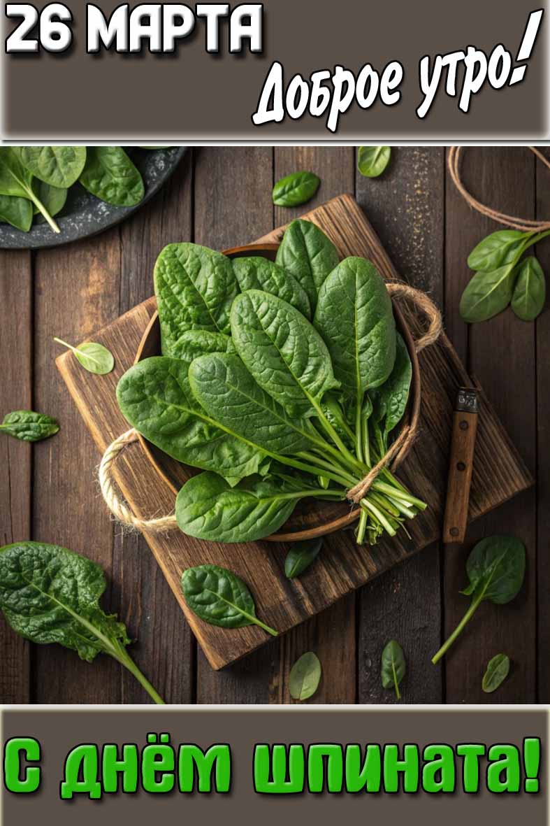 Картинка "26 марта доброе утро! С днём шпината!"