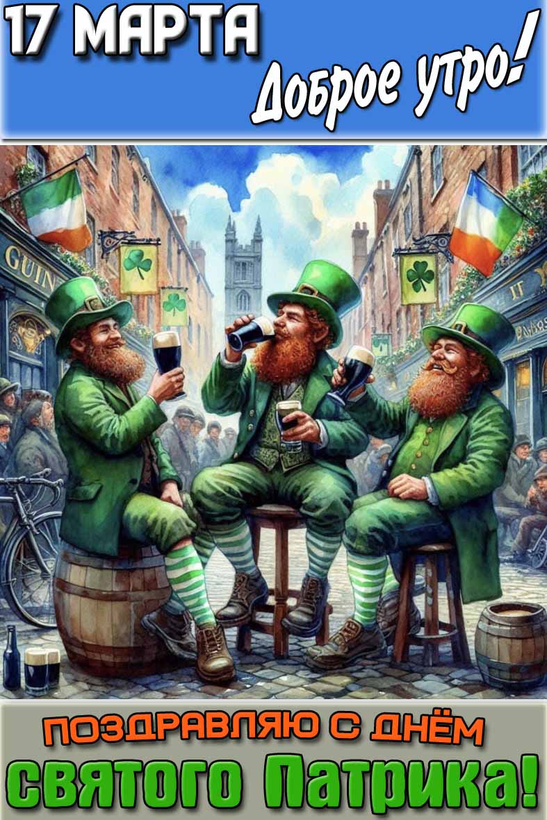 Картинка "17 марта доброе утро! Поздравляю с днём святого Патрика!"