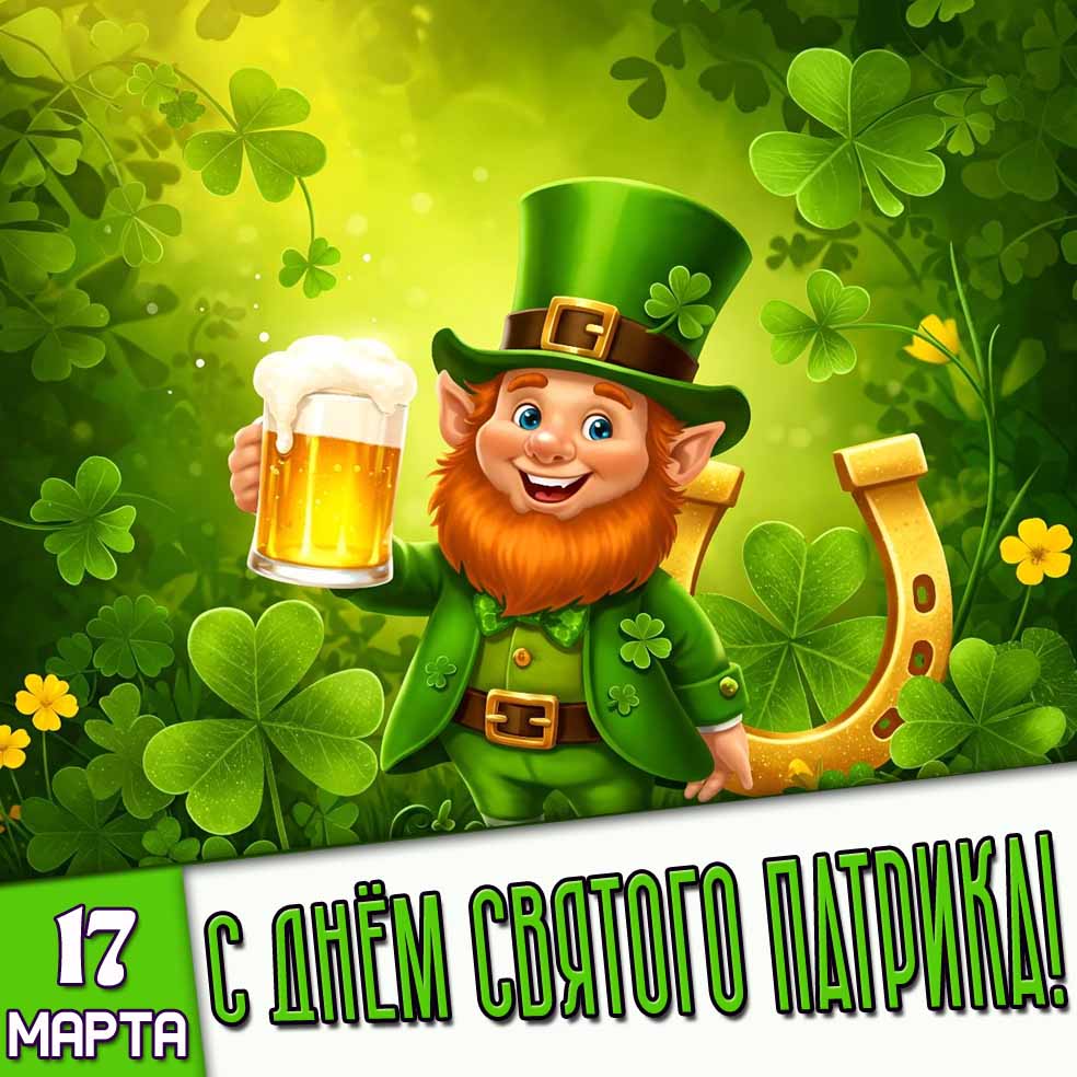 Открытка 17 марта - с днём святого Патрика!