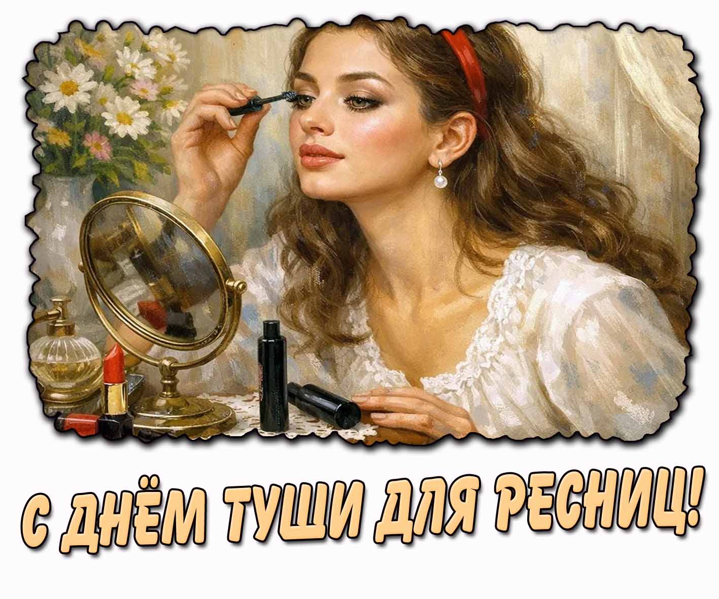 Красивая открытка с днём туши для ресниц