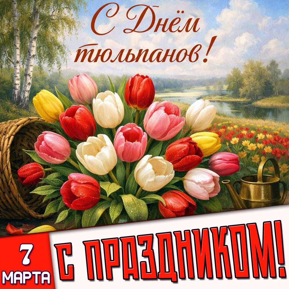 Картинка "7 марта - с днём тюльпанов! С праздником!"