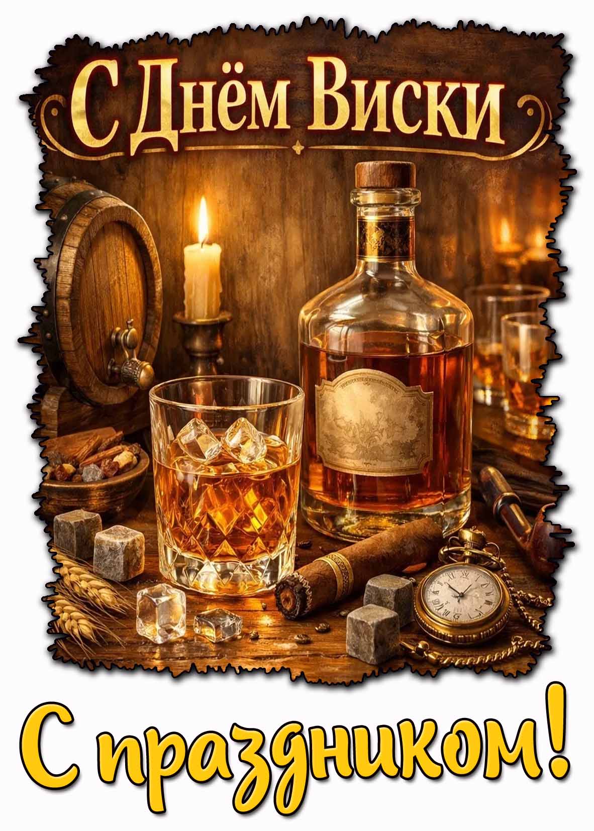 Открытка "С днём виски! С праздником!"