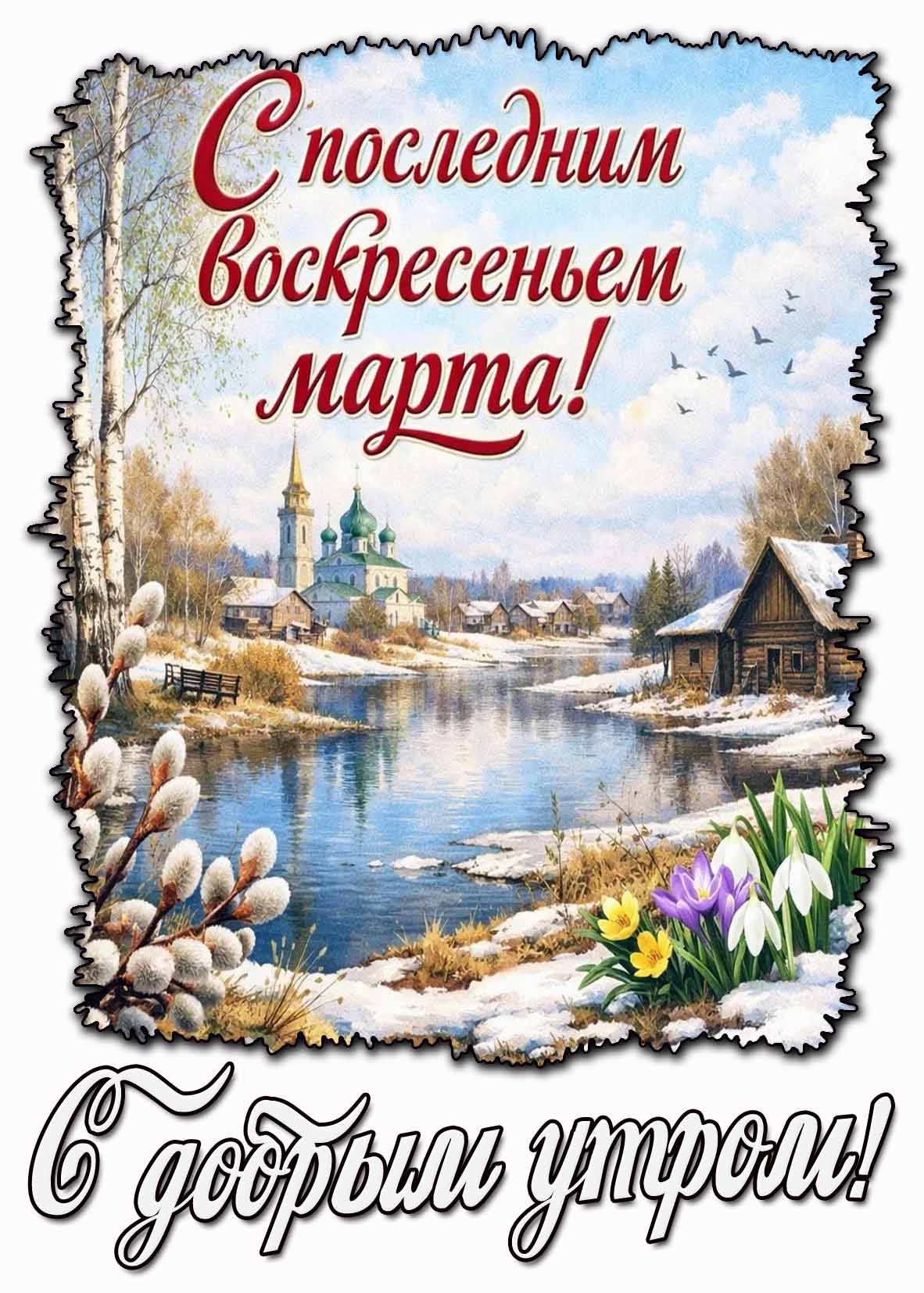 Открытка "С добрым утром! С последним воскресеньем марта!"