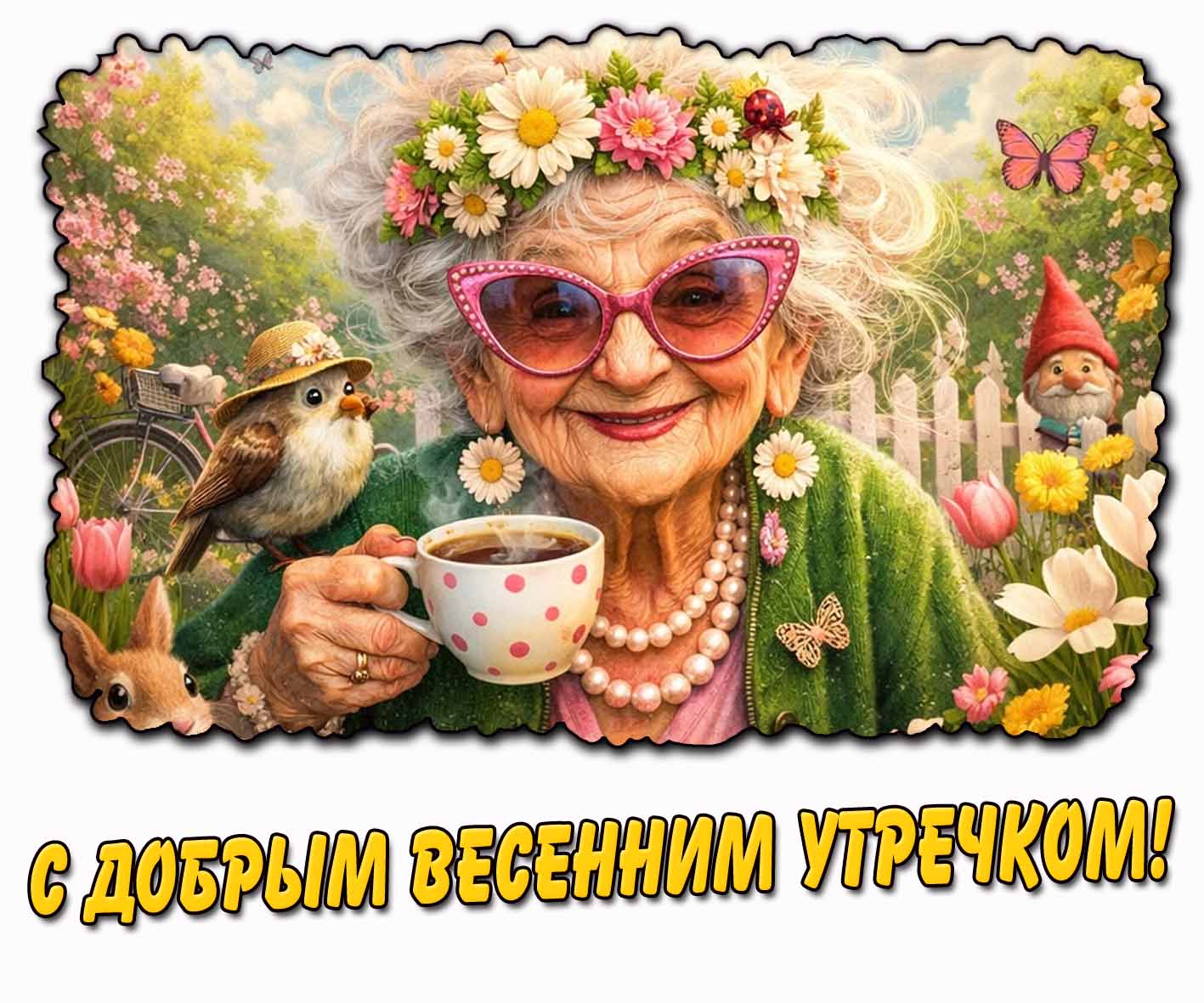 Смешная открытка с добрым весенним утречком