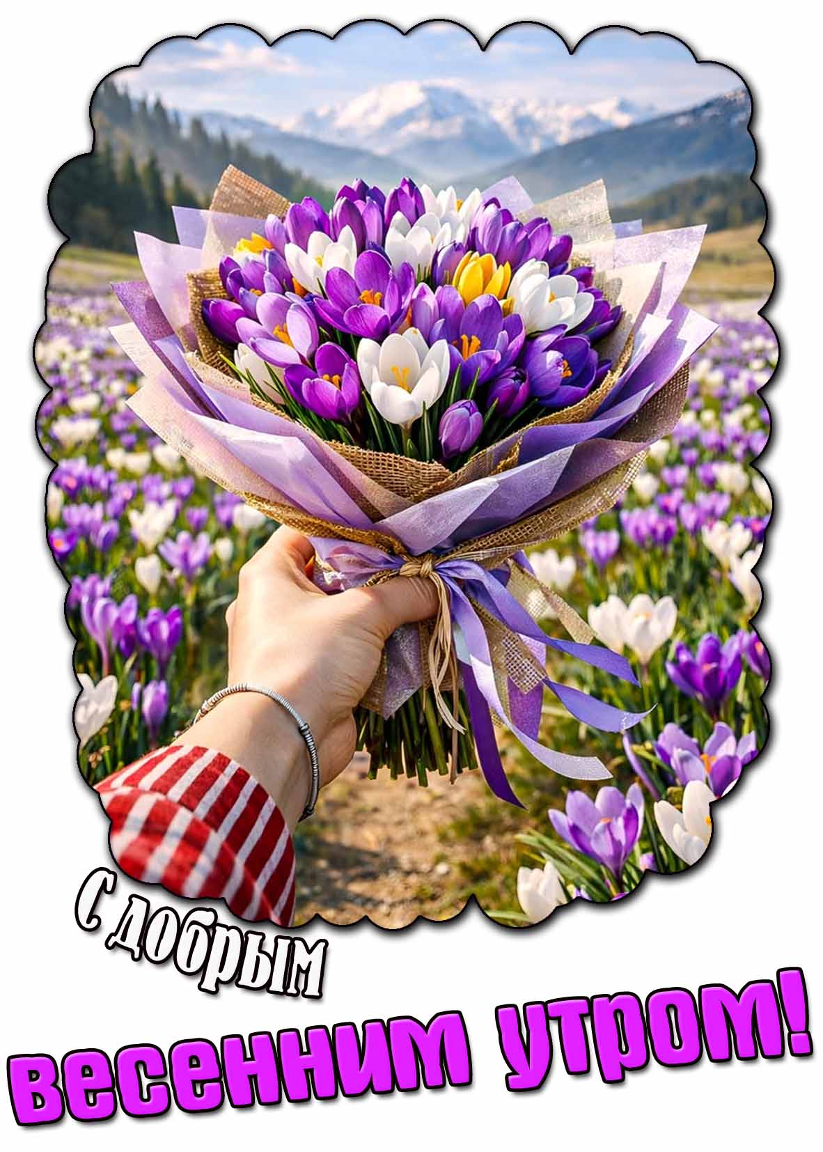 С добрым весенним утром! - картинка с букетом цветов