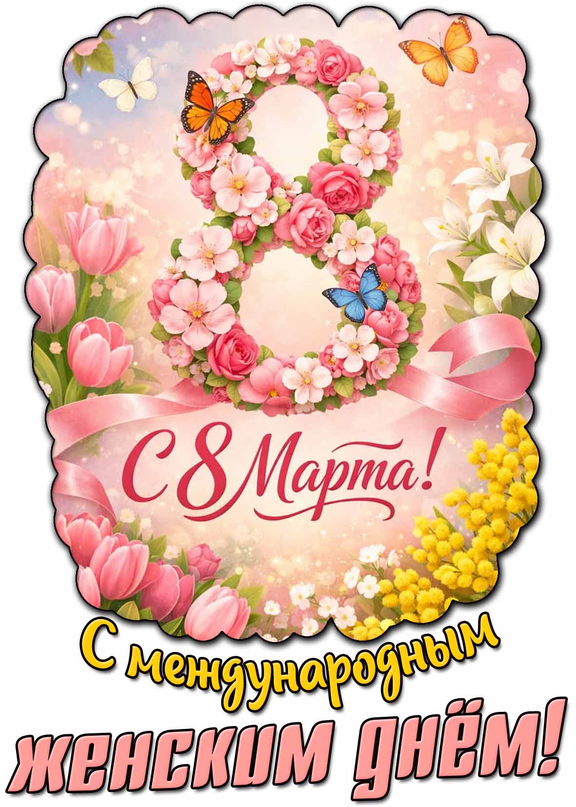 Весенняя картинка "С 8 марта! С международным женским днём!"