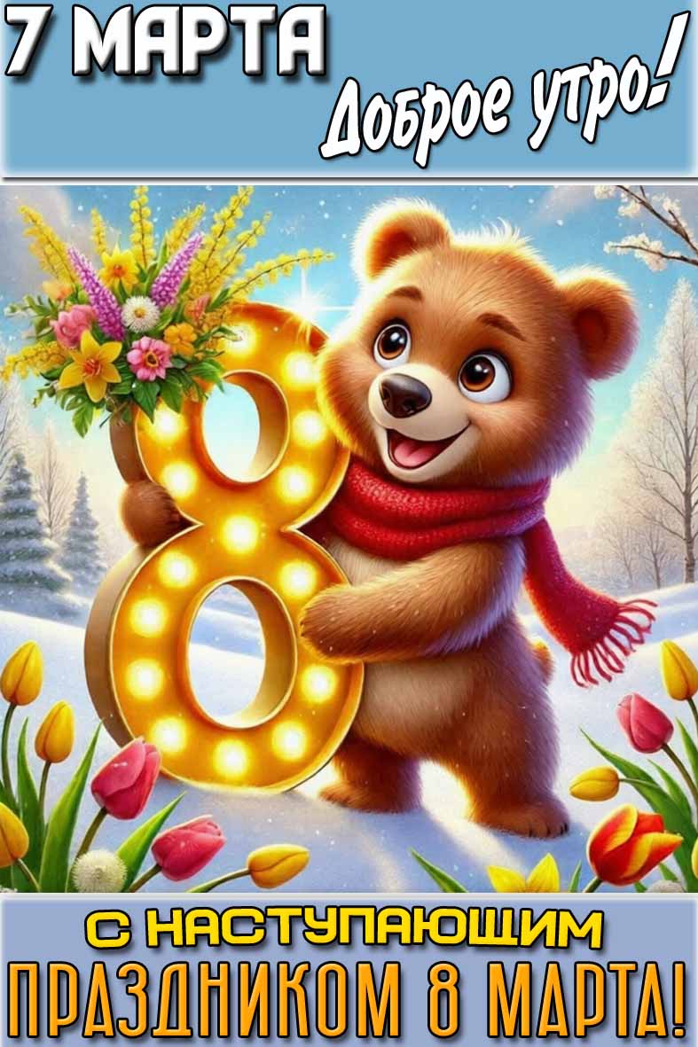 Картинка "7 марта доброе утро! С наступающим праздником 8 марта!"