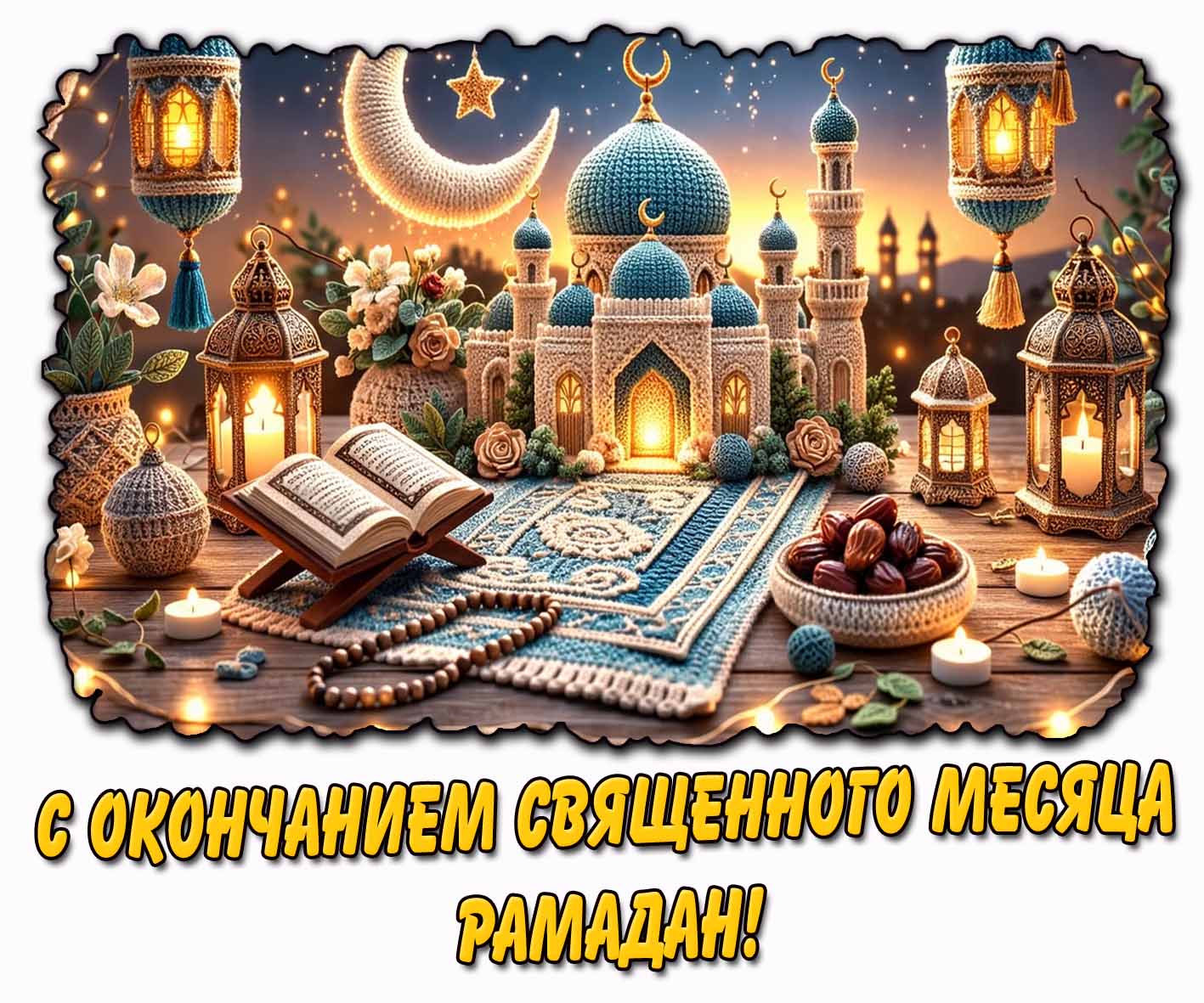 Открытка с окончанием священного месяца Рамадан