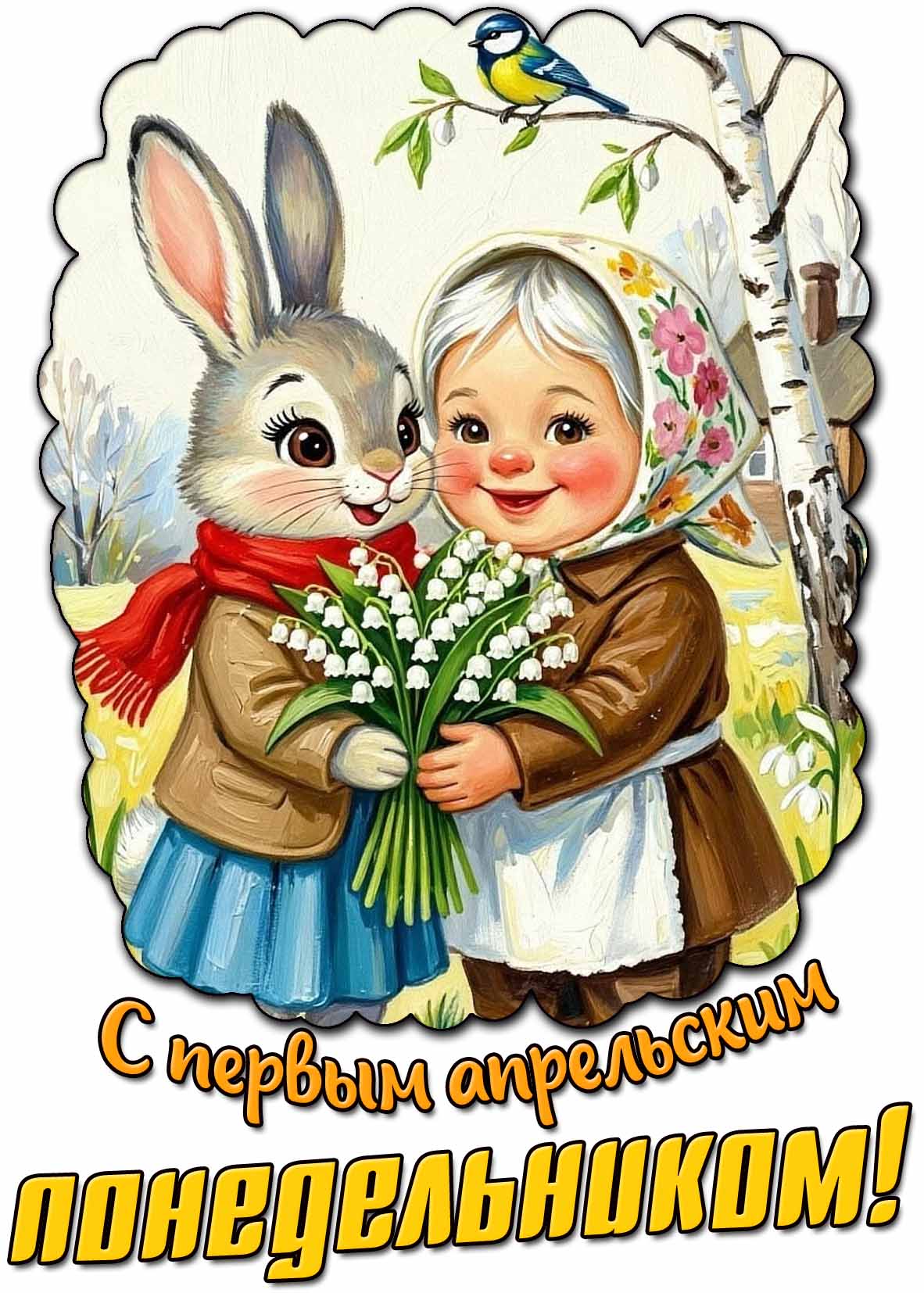 Открытка с первым апрельским понедельником