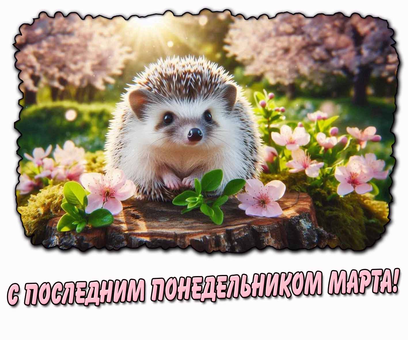 С последним понедельником марта! - картинка с ёжиком