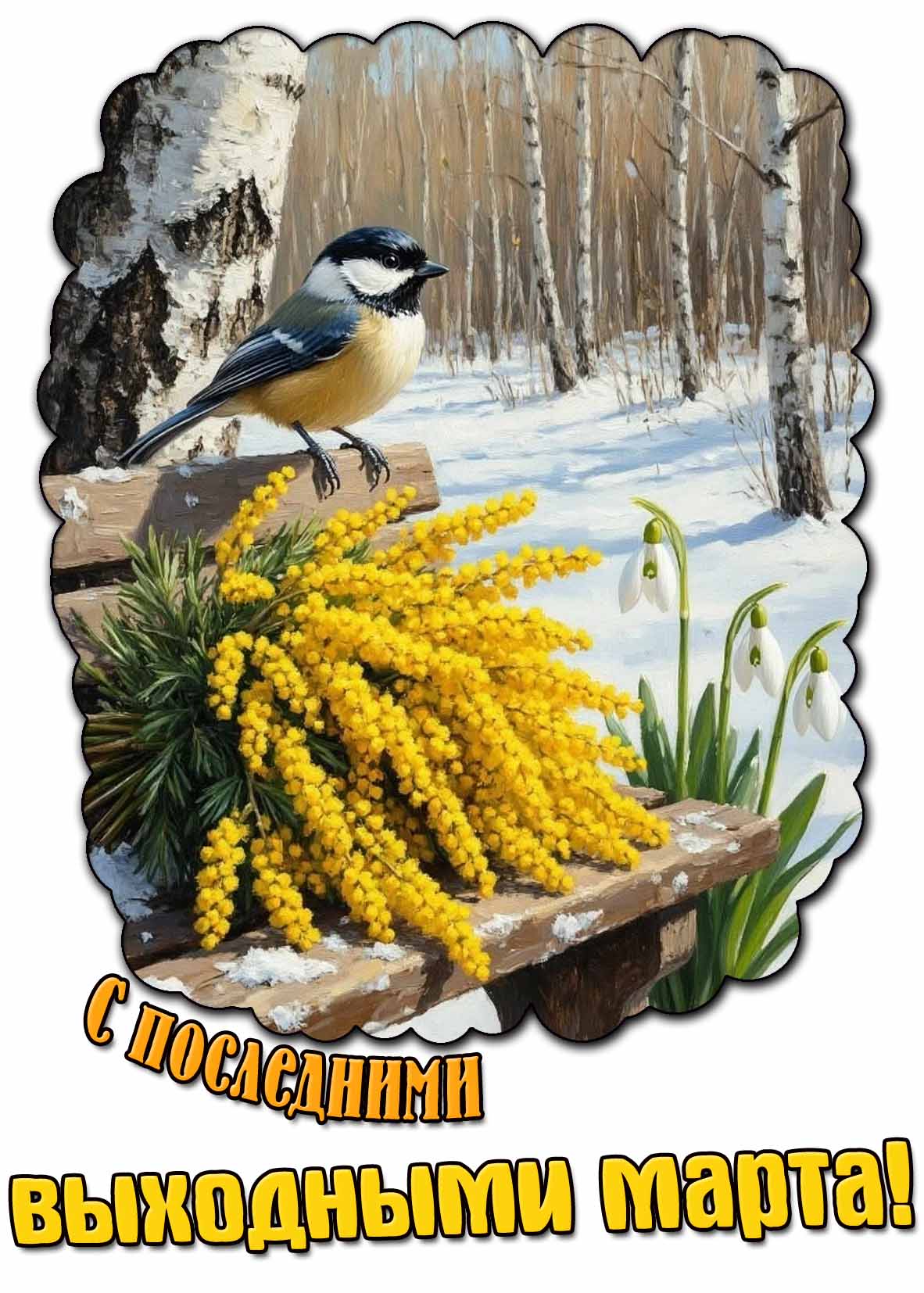 С последними выходными марта! - открытка с цветами