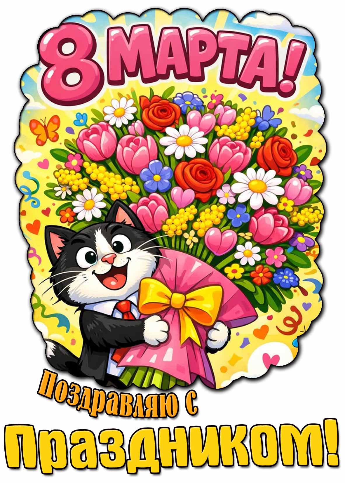 Прикольная картинка "8 марта! Поздравляю с праздником!"