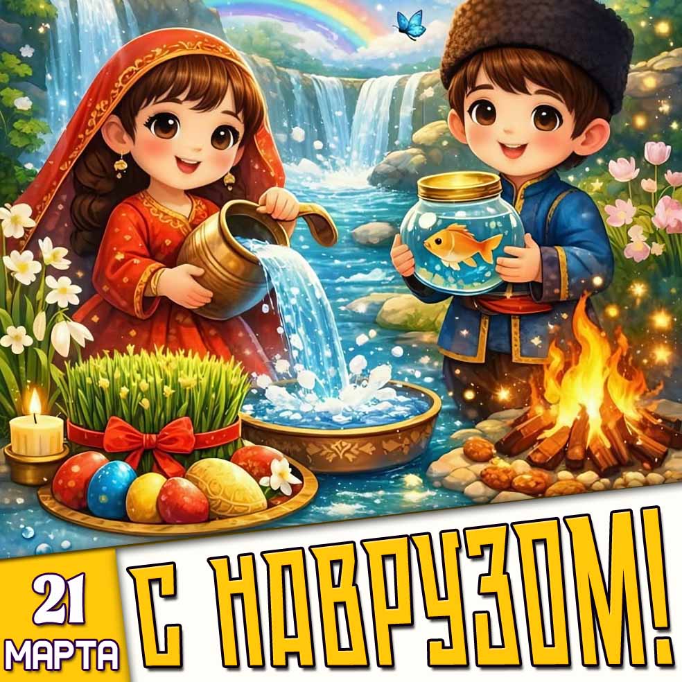 Детская картинка 21 марта - с Наврузом!