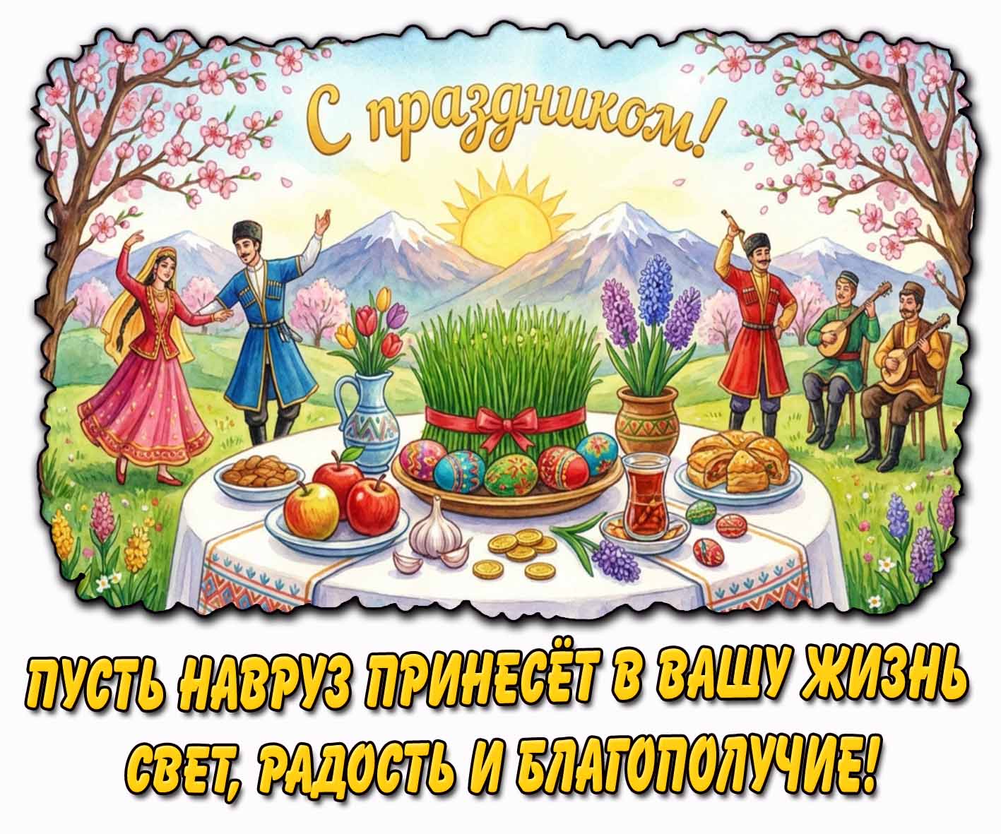 Картинка "С праздником! Пусть Навруз принесёт в вашу жизнь свет, радость и благополучие!"