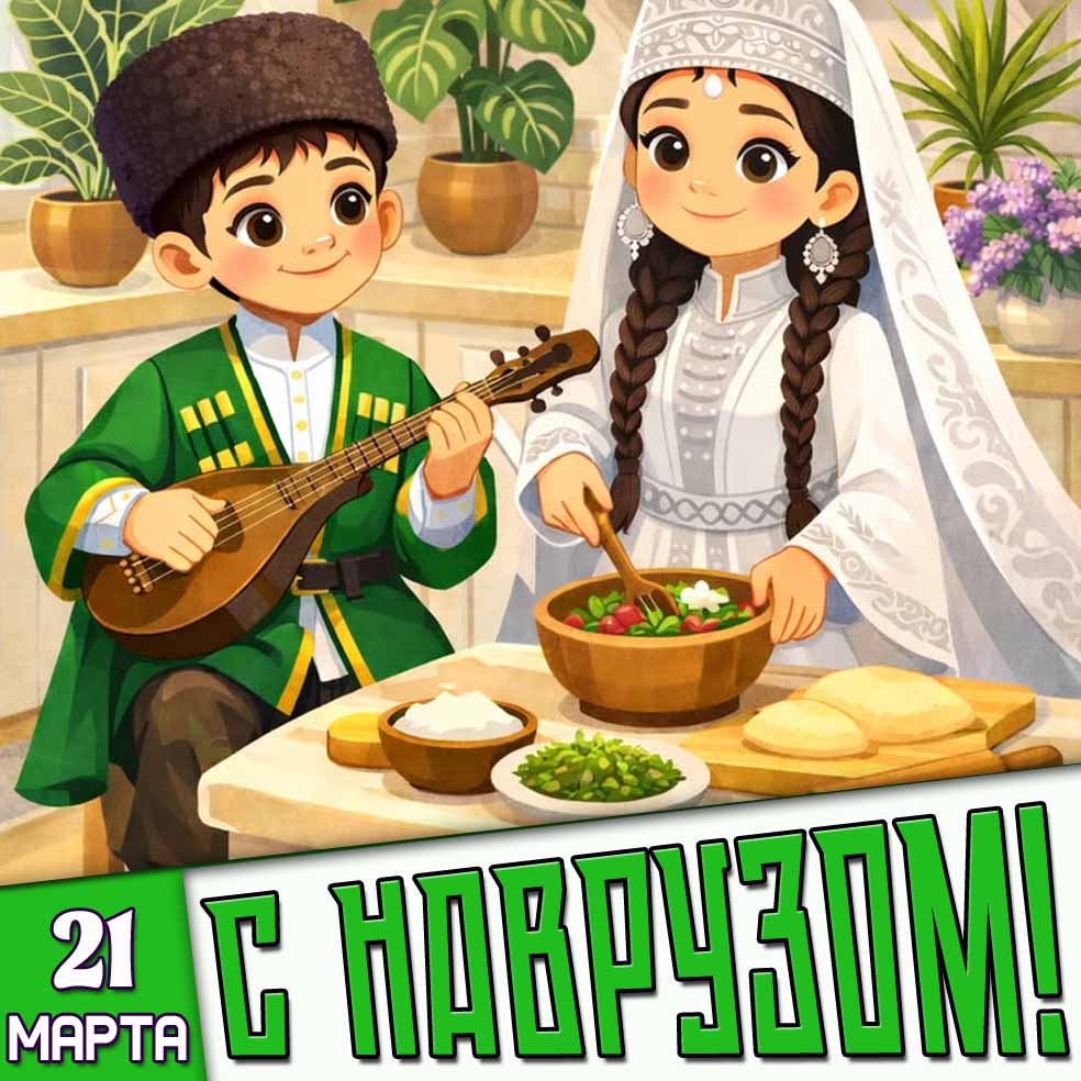 Открытка 21 марта - с Наврузом!