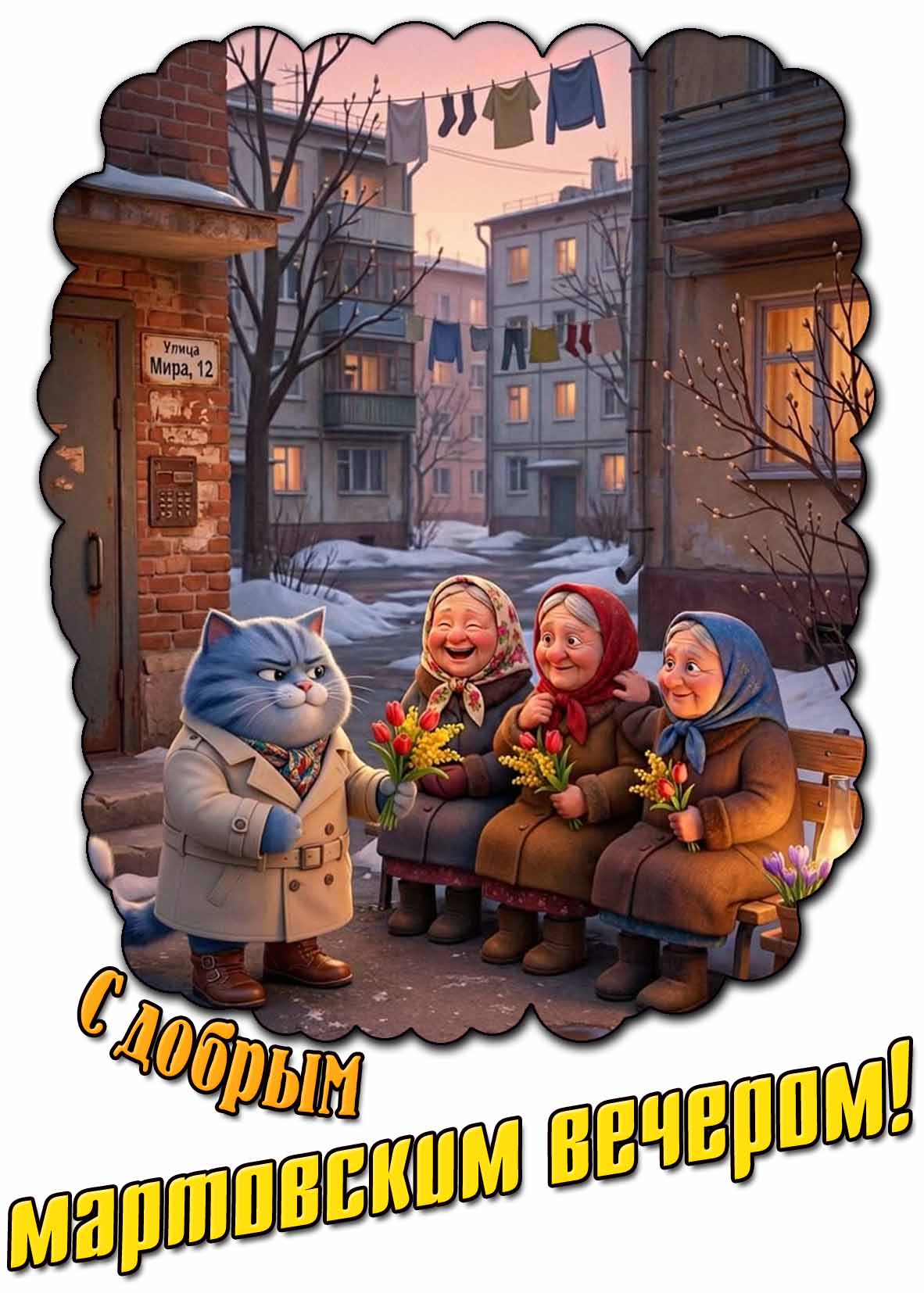 Смешная картинка с добрым мартовским вечером