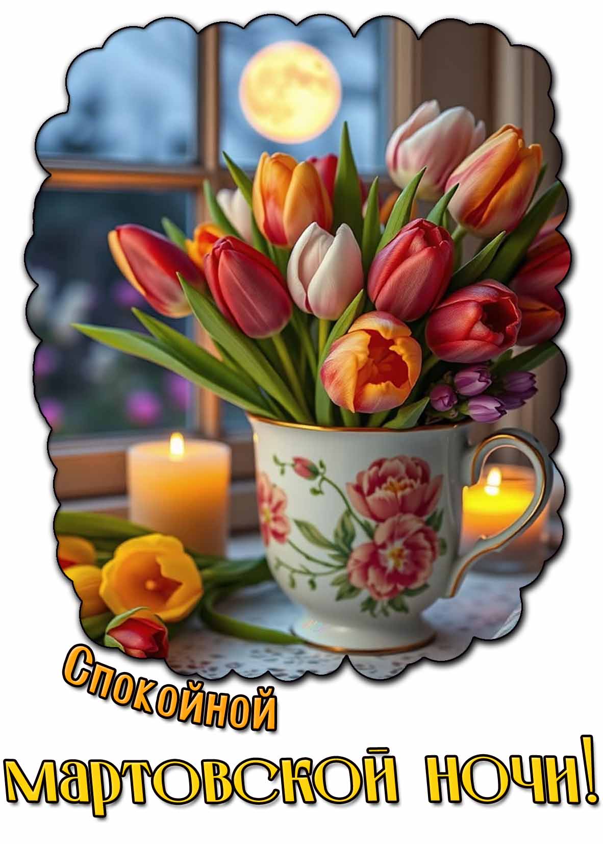 Спокойной мартовской ночи! - картинка с тюльпанами