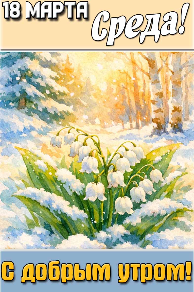 Открытка "18 марта среда! С добрым утром!"
