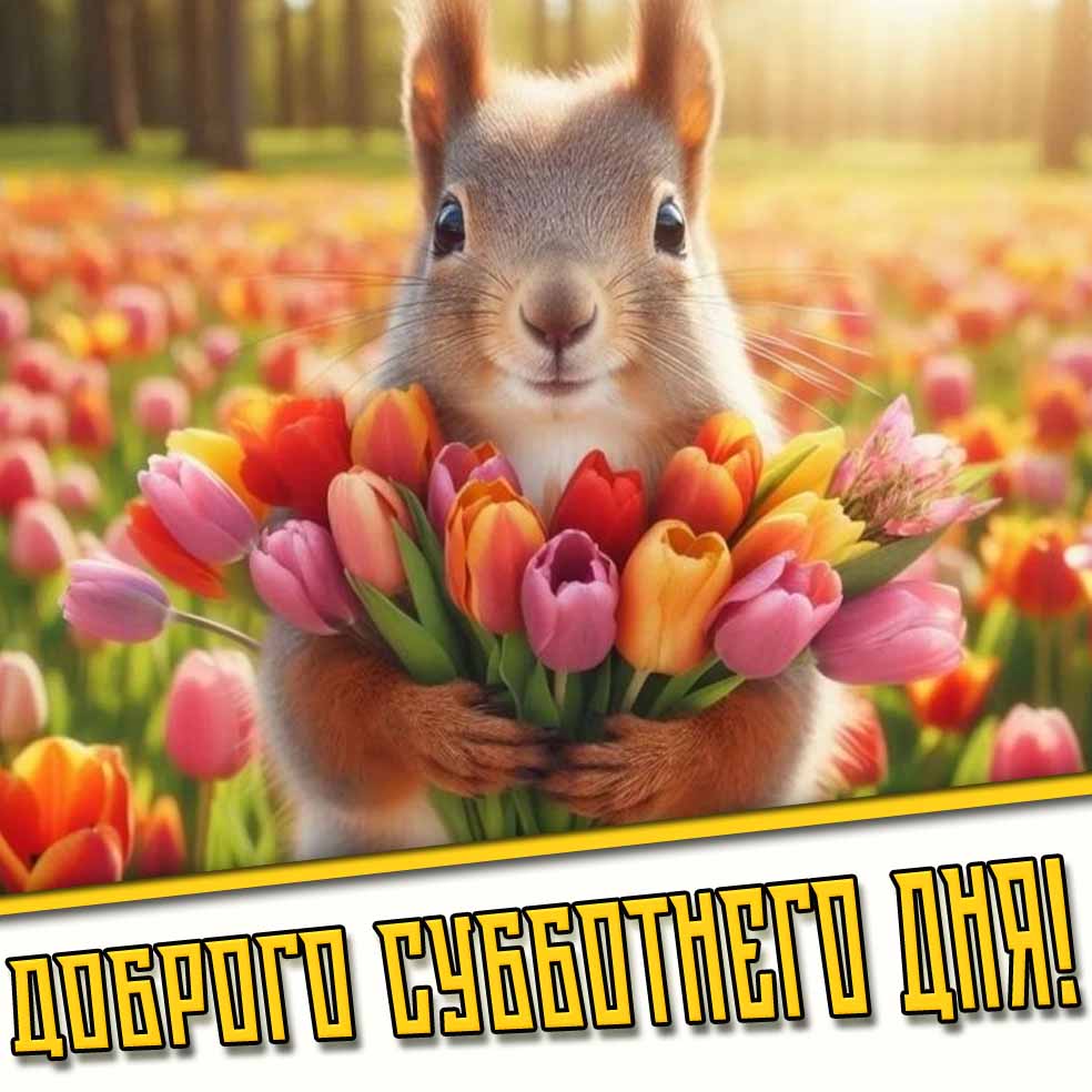 Доброго субботнего дня! - весенняя картинка с тюльпанами