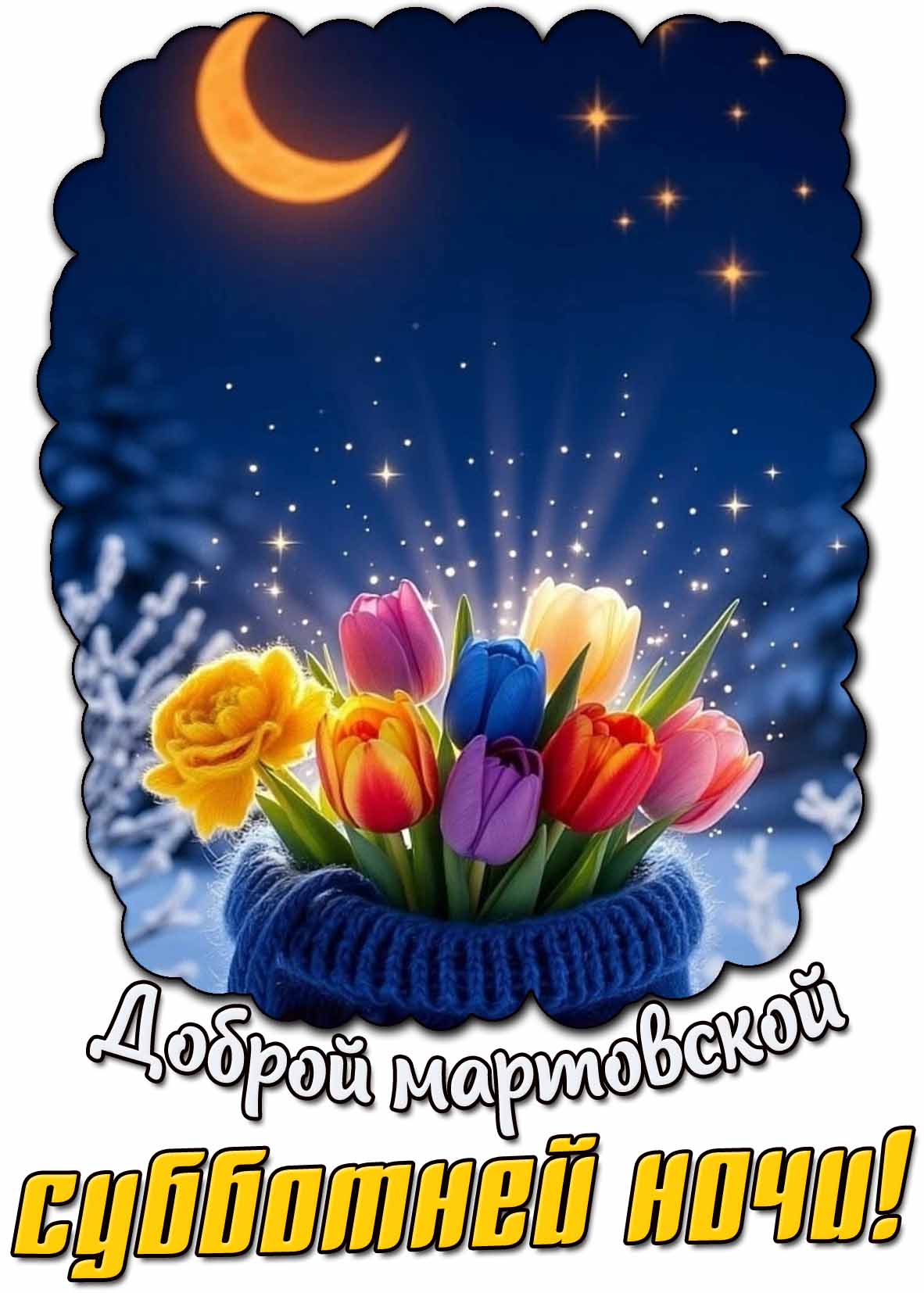 Открытка доброй мартовской субботней ночи