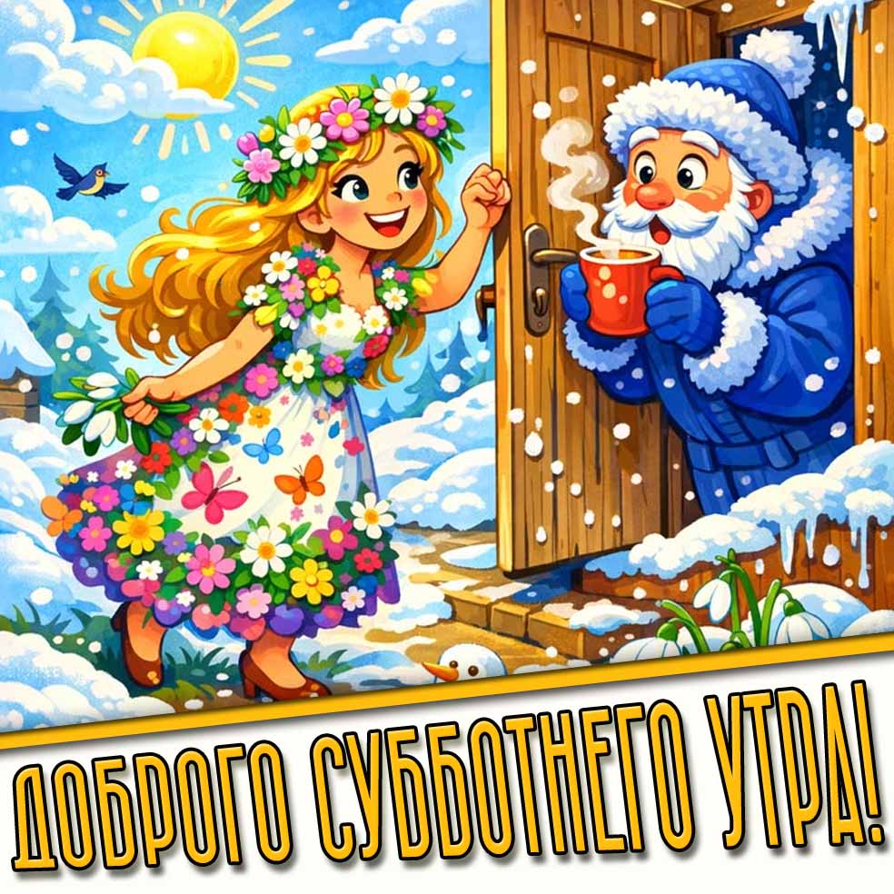 Прикольная весенняя картинка "Доброго субботнего утра!"