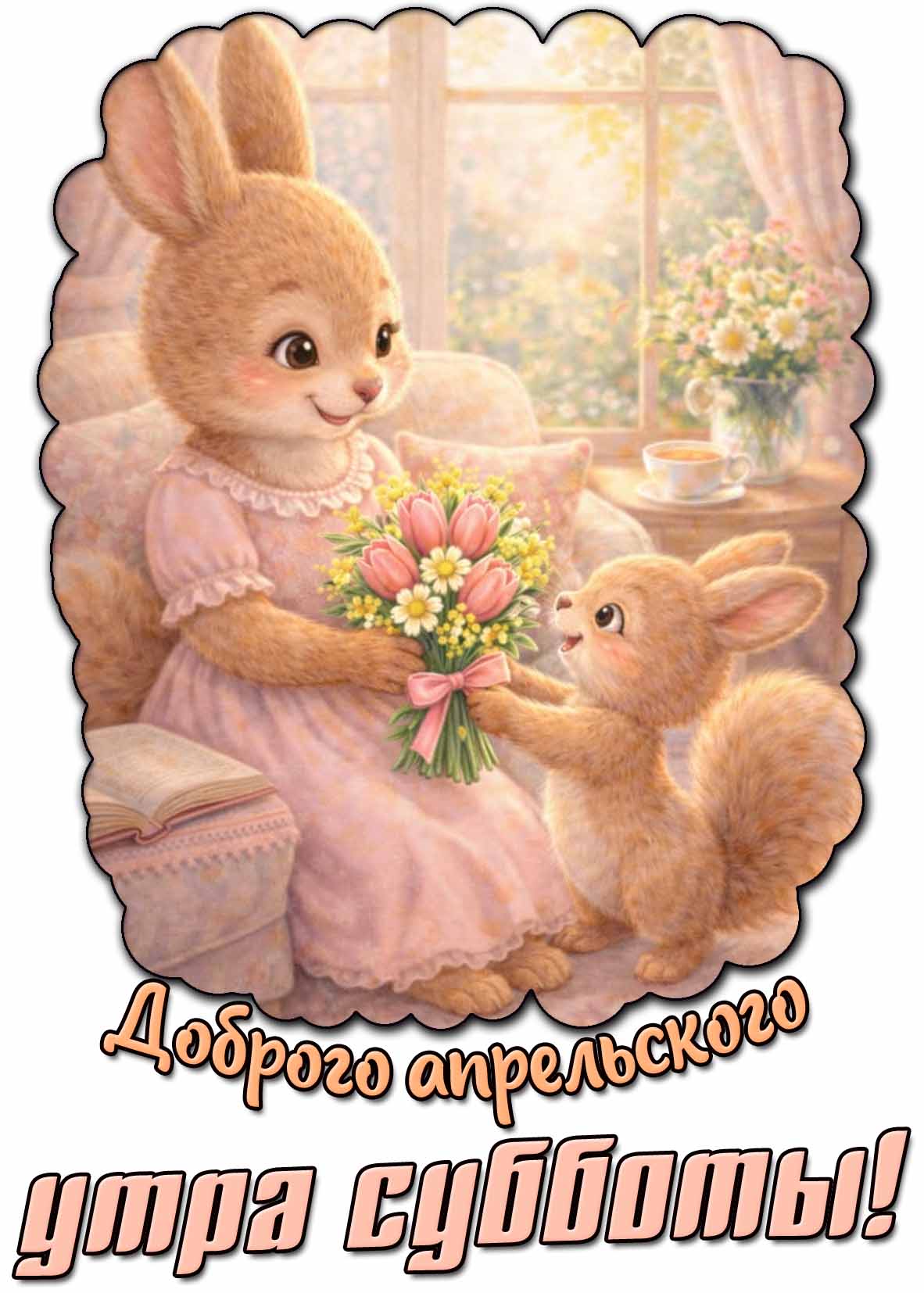 Открытка доброго апрельского утра субботы