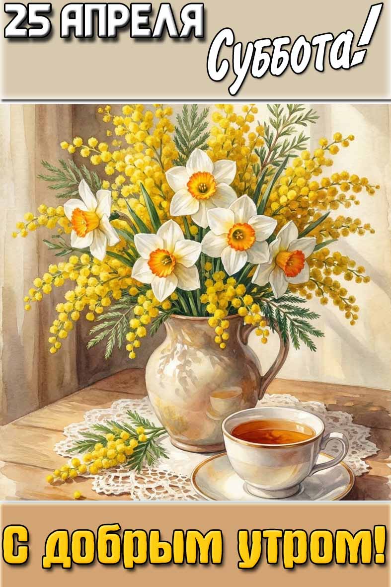 Открытка "25 апреля суббота! С добрым утром!"