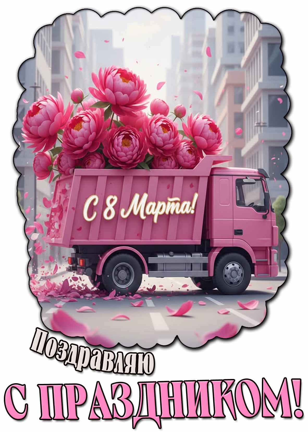 Картинка с грузовиком цветов на 8 марта