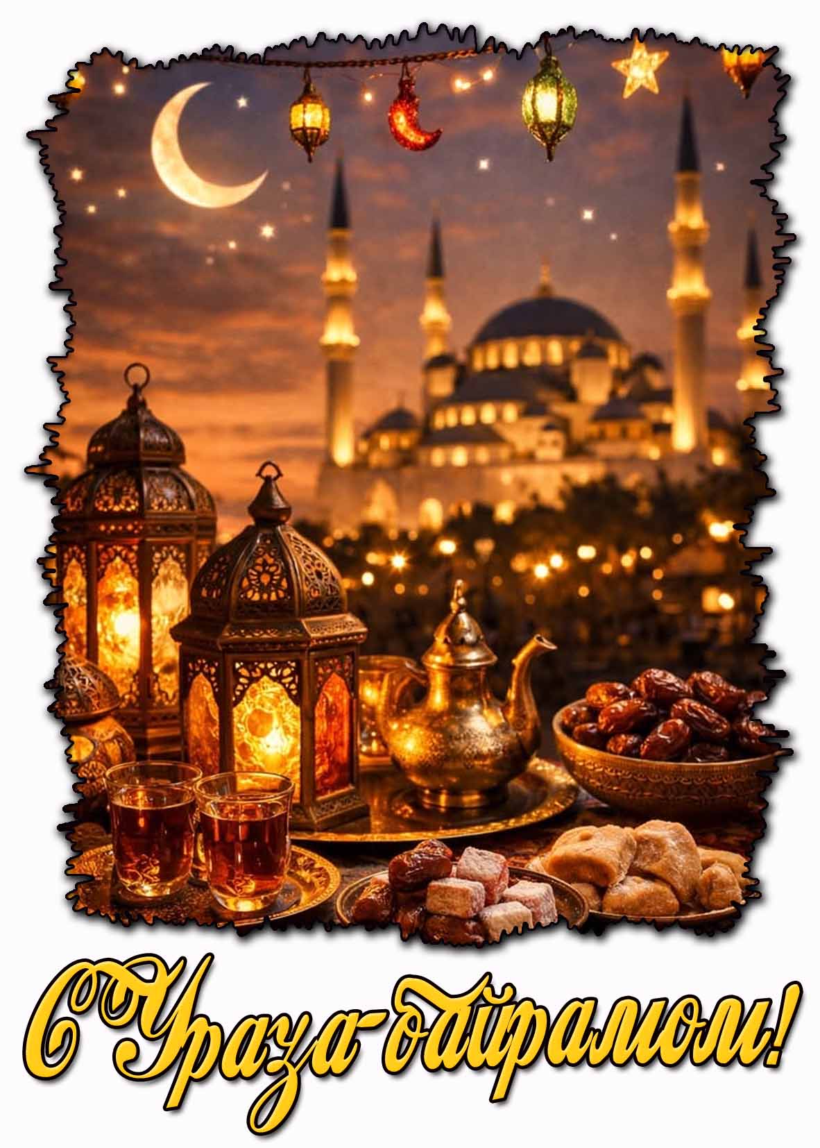 С Ураза‑байрамом! - вечерняя открытка