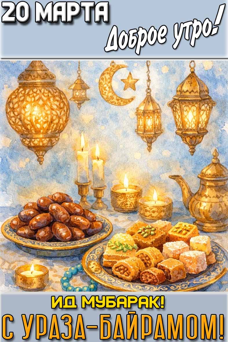Картинка "20 марта доброе утро! Ид Мубарак! С Ураза‑байрамом!"
