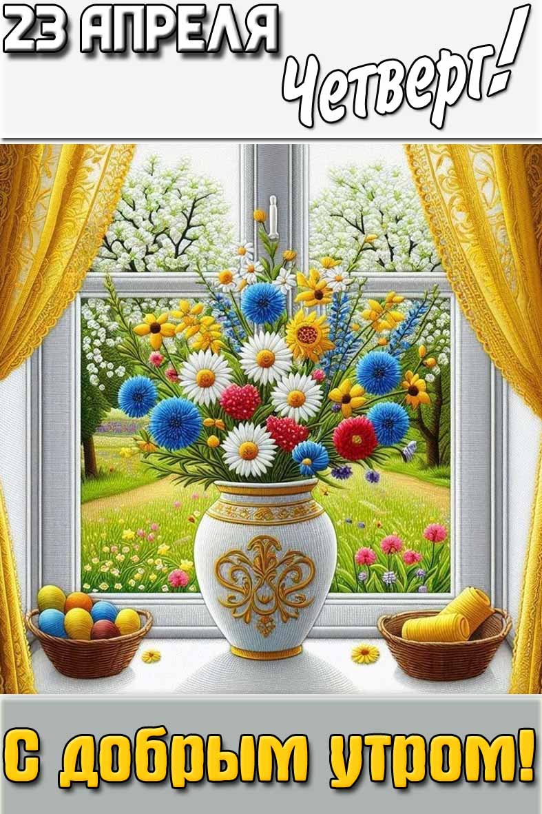 Открытка "23 апреля четверг! С добрым утром!"